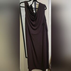 Elegant Brown Draped Dress